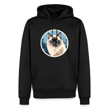 Chat birman - Sweat à capuche Premium bio Homme - noir - Devant - Nico (187cm)
