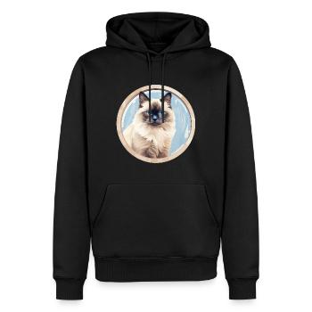 Birma Katze - Männer Premium Bio Hoodie - Schwarz - Vorne - Nico (187cm)