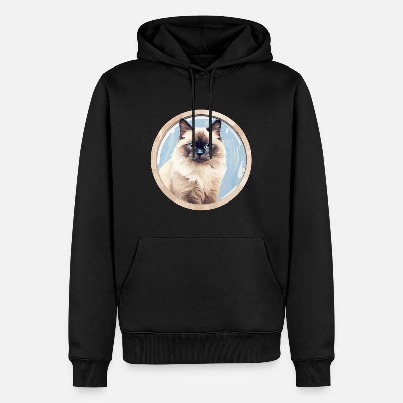 Birma Katze - Männer Premium Bio Hoodie - Schwarz
