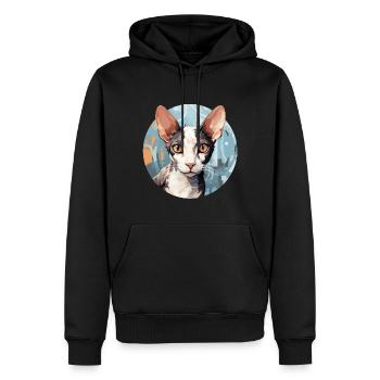 Cornish Rex Katze - Männer Premium Bio Hoodie - Schwarz - Vorne - Nico (187cm)