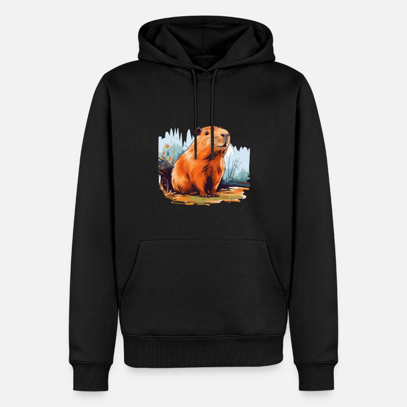 Capybara - Männer Premium Bio Hoodie - Schwarz