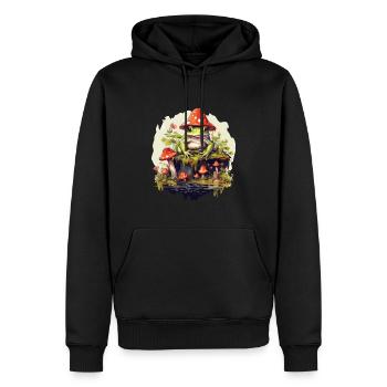 Frog Cottagecore Mushroom - Men’s Premium Organic Hoodie - black - Front - Nico (187cm)
