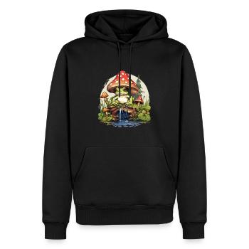 Frog Mushroom Cottagecore - Men’s Premium Organic Hoodie - black - Front - Nico (187cm)
