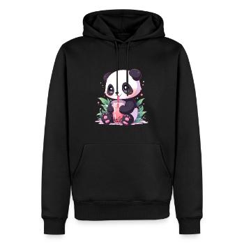 Kawaii Panda thé à bulles boba thé - Sweat à capuche Premium bio Homme - noir - Devant - Nico (187cm)