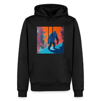 BigFoot, big foot, sasquatch - Sweat à capuche Premium bio Homme - noir - Devant - Nico (187cm)