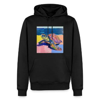 schildkröte, bunt, tier, geschenk, geschenkidee - Männer Premium Bio Hoodie - Schwarz - Vorne - Nico (187cm)