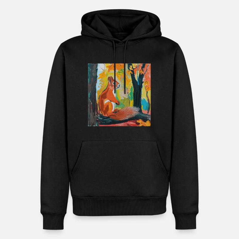 eichhörnchen, bunt, tier, geschenk, geschenkidee - Männer Premium Bio Hoodie - Schwarz