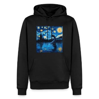 loch ness monster, nessie, van gogh, sternenacht - Männer Premium Bio Hoodie - Schwarz - Vorne - Nico (187cm)