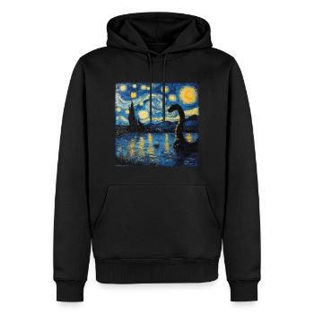loch ness monster, nessie, van gogh, sternenacht - Männer Premium Bio Hoodie - Schwarz - Vorne - Nico (187cm)
