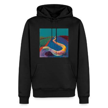 schlange, bunt, tier, geschenk, geschenkidee - Männer Premium Bio Hoodie - Schwarz - Vorne - Nico (187cm)