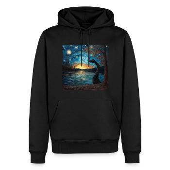 loch ness monster, nessie, van gogh, sternenacht - Männer Premium Bio Hoodie - Schwarz - Vorne - Nico (187cm)