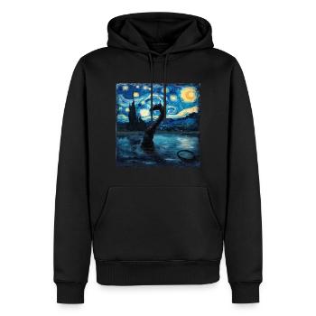 loch ness monster, nessie, van gogh, sternenacht - Männer Premium Bio Hoodie - Schwarz - Vorne - Nico (187cm)