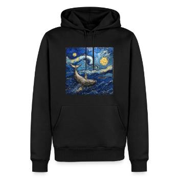 Poisson-baleine Van Gogh - Sweat à capuche Premium bio Homme - noir - Devant - Nico (187cm)