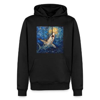 Requin, Requin, Poisson, Van Gogh, Nuit étoilée - Sweat à capuche Premium bio Homme - noir - Devant - Nico (187cm)