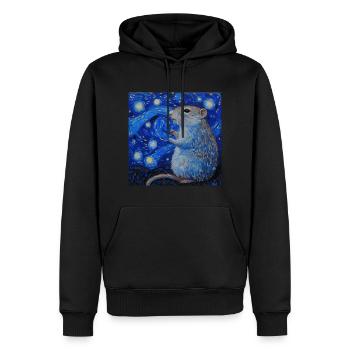 agouti, maus, ratte, van gogh, sternennacht - Männer Premium Bio Hoodie - Schwarz - Vorne - Nico (187cm)