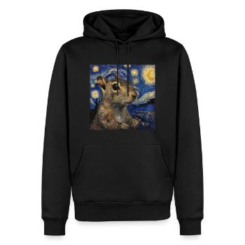 agouti, maus, ratte, van gogh, sternennacht - Männer Premium Bio Hoodie - Schwarz - Vorne - Nico (187cm)