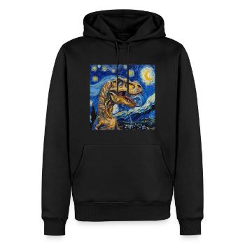 T-Rex, Dinosaur, Dino Animal, Van Gogh - Men’s Premium Organic Hoodie - black - Front - Nico (187cm)