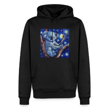koala, tier, van gogh, sternenacht - Männer Premium Bio Hoodie - Schwarz - Vorne - Nico (187cm)