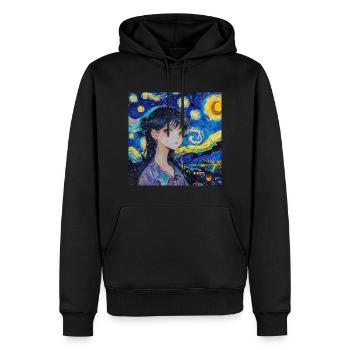 anime, anime mädchen, otaku, waifu, van gogh - Männer Premium Bio Hoodie - Schwarz - Vorne - Nico (187cm)