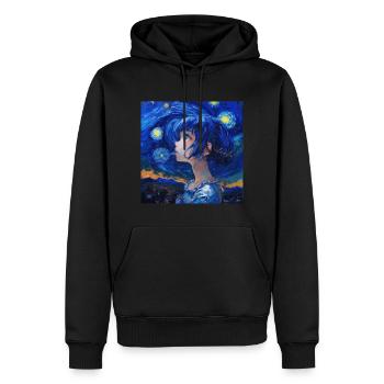 anime, anime mädchen, otaku, waifu, van gogh - Männer Premium Bio Hoodie - Schwarz - Vorne - Nico (187cm)