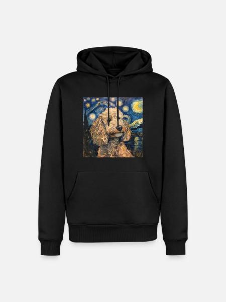 pudel, hund, Van Gogh, Sternennacht - Männer Premium Bio Hoodie - Schwarz