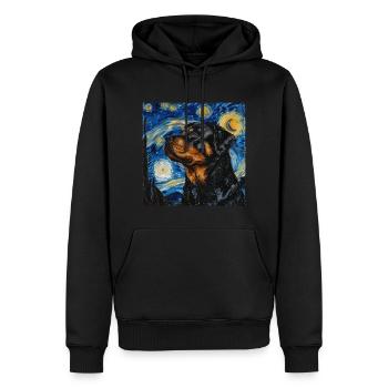 rottweiler, dog, van gogh, starry night - Men’s Premium Organic Hoodie - black - Front - Nico (187cm)