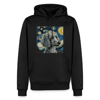 Caniche, Chien, Van Gogh, Nuit Étoilée - Sweat à capuche Premium bio Homme - noir - Devant - Nico (187cm)