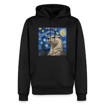 loutre, Van Gogh, Nuit étoilée - Sweat à capuche Premium bio Homme - noir - Devant - Nico (187cm)