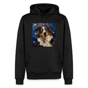Australian Shepherd, dog, van gogh, starry night - Men’s Premium Organic Hoodie - black - Front - Nico (187cm)