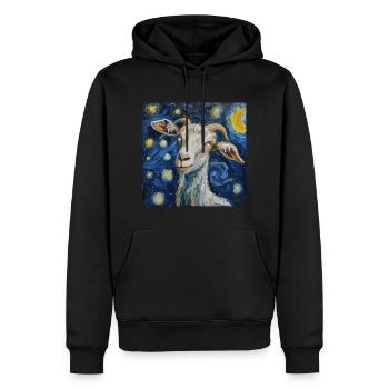 ziege, Van Gogh, Sternennacht - Männer Premium Bio Hoodie - Schwarz - Vorne - Nico (187cm)