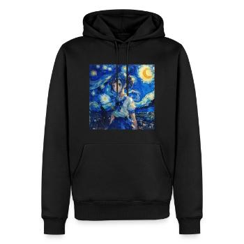 anime, anime mädchen, otaku, waifu, van gogh - Männer Premium Bio Hoodie - Schwarz - Vorne - Nico (187cm)