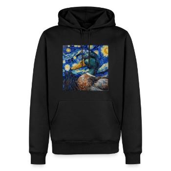 Duck, Animal, Van Gogh, Starry Night - Men’s Premium Organic Hoodie - black - Front - Nico (187cm)