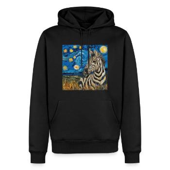 zebra, van gogh, sternennacht, geschenk, geschenki - Männer Premium Bio Hoodie - Schwarz - Vorne - Nico (187cm)
