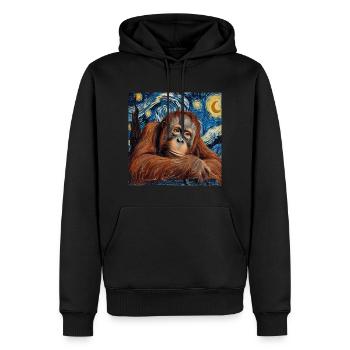 Orang-outan, singe, Van Gogh, nuit étoilée, cadeau - Sweat à capuche Premium bio Homme - noir - Devant - Nico (187cm)