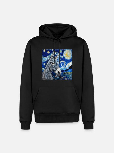 esel, van gogh, sternennacht, geschenk - Männer Premium Bio Hoodie - Schwarz