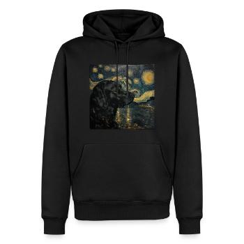 Labrador retriever, Labrador, chien, van gogh - Sweat à capuche Premium bio Homme - noir - Devant - Nico (187cm)