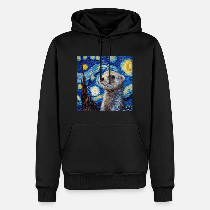 Frettchen, Van Gogh, Geschenk - Männer Premium Bio Hoodie - Schwarz