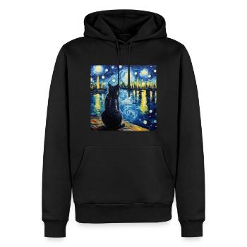 Chat, Motif De Chat - Sweat à capuche Premium bio Homme - noir - Devant - Nico (187cm)