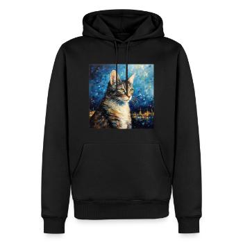 Chat, Motif De Chat - Sweat à capuche Premium bio Homme - noir - Devant - Nico (187cm)