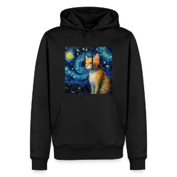 Chat, Motif De Chat - Sweat à capuche Premium bio Homme - noir - Devant - Nico (187cm)