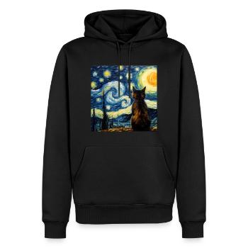Chat, Motif De Chat - Sweat à capuche Premium bio Homme - noir - Devant - Nico (187cm)