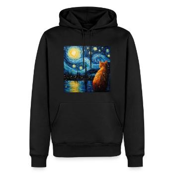 Katze, katzenmotiv - Männer Premium Bio Hoodie - Schwarz - Vorne - Nico (187cm)