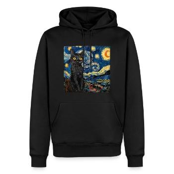 Chat, Motif De Chat - Sweat à capuche Premium bio Homme - noir - Devant - Nico (187cm)