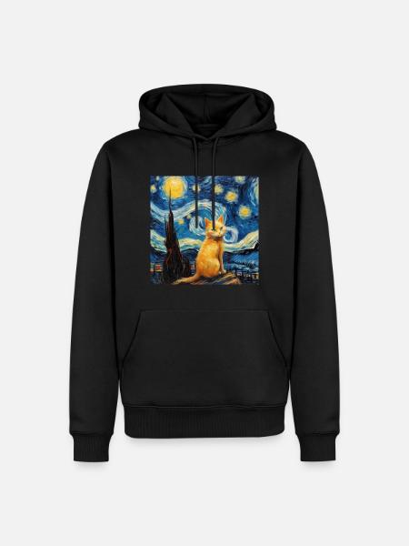 Cat, Cat Motif - Men’s Premium Organic Hoodie - black