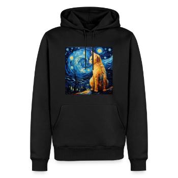 Chat, motif félin - Sweat à capuche Premium bio Homme - noir - Devant - Nico (187cm)