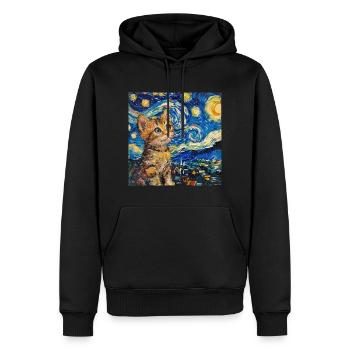 Chat, motif félin - Sweat à capuche Premium bio Homme - noir - Devant - Nico (187cm)