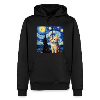 Chat, motif félin - Sweat à capuche Premium bio Homme - noir - Devant - Nico (187cm)