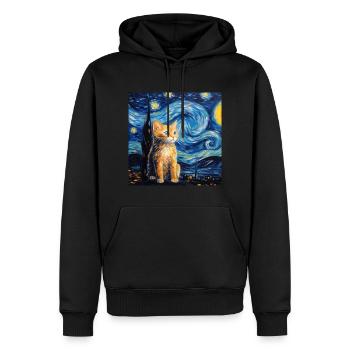Chat, motif félin - Sweat à capuche Premium bio Homme - noir - Devant - Nico (187cm)