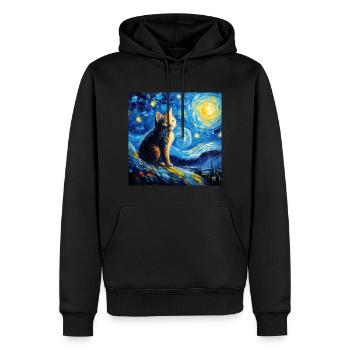 Chat, motif chat, cadeau - Sweat à capuche Premium bio Homme - noir - Devant - Nico (187cm)
