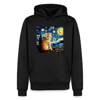 Chat, motif chat, cadeau - Sweat à capuche Premium bio Homme - noir - Devant - Nico (187cm)